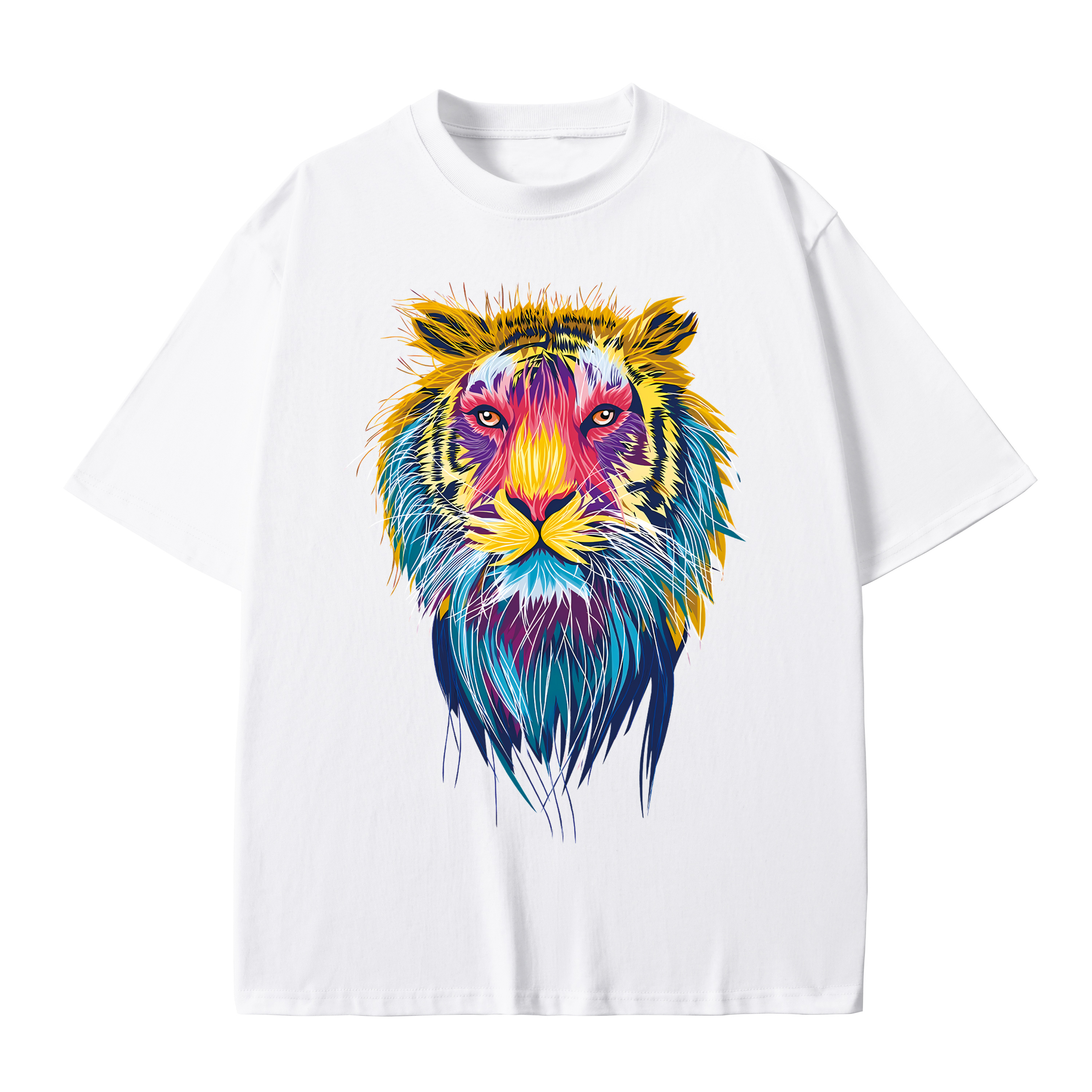 T-shirt men's top designer cotton T-shirt Colorful Tiger short sleeved clothing high-quality fashionable T-shirt BROADTRUE