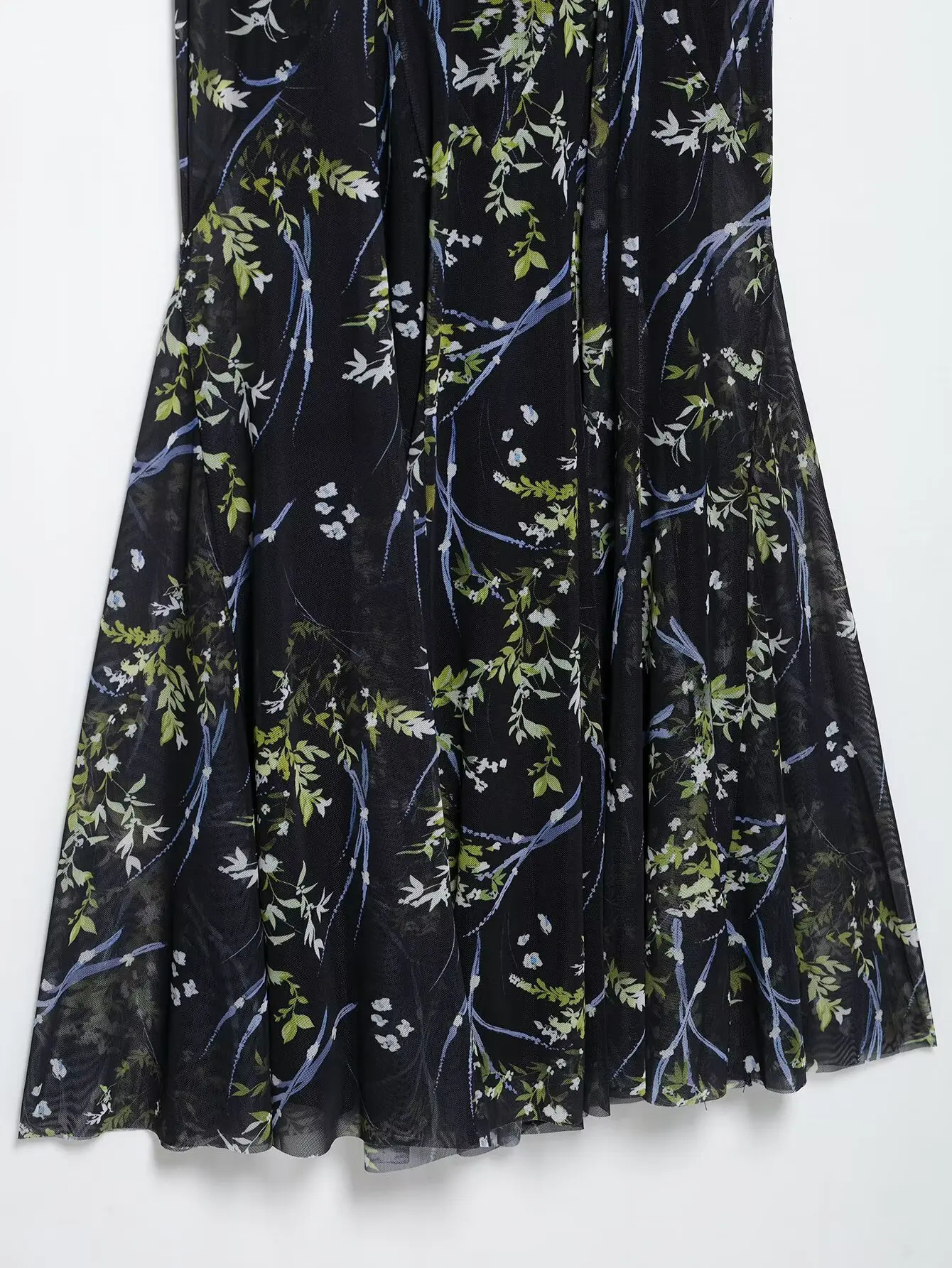 Zevity Women Bohemian Style Deep V Neck Flower Print Casual Slim Mesh Long Dress Female Chic Backless Dresses DS9221 250604