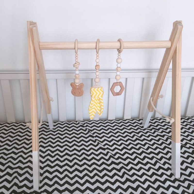 Nordic Cartoon Baby Wooden Rabbit Ear Toy Pendant Gym Fitness Rack Ornament Toddler Infant Room Decorations y250517z