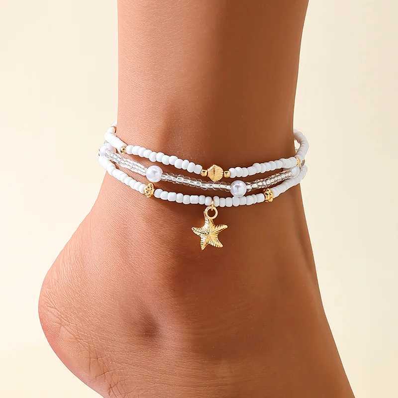 3pcs/set Boho Anklet Beads Chain Shell Pendant Ankle Summer Bracelet Charm Sandals Barefoot Beach Foot Bridal Jewelry A068 W250604