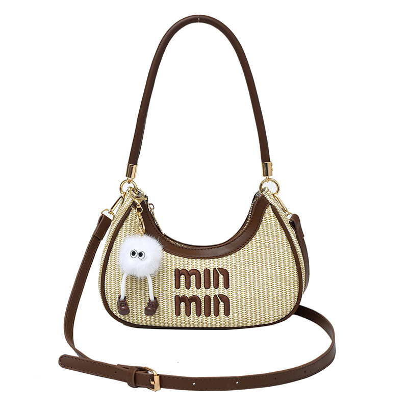 Free Shipping 2025 New Bestselling Straw letter Women's Shoulder Bag Fashionable and Popular Simple Design Crossbody Bag