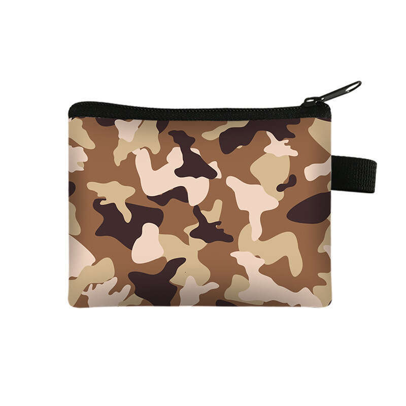 New Children's Simple Purse Camouflage Pattern Portable Card Holder Coin Key Storage Bag with Printing
