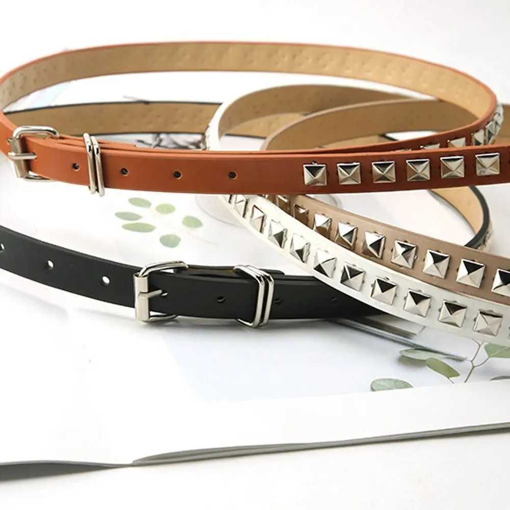 New Punk Rivet PU Leather Waist Strap Belt For Women Men Gothic Thin Metal Buckle Belts for Jeans Dresses Waistband Adjustable W250604