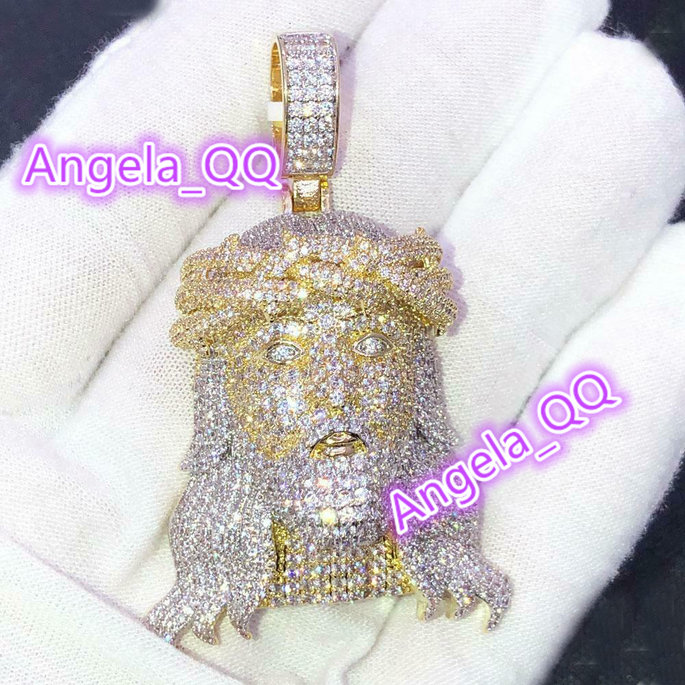 Two Tone Rose Gold Plated Hip Hop Jesus Piece Charm Pendant Micro Pave Iced Out Men Necklace Jewelry