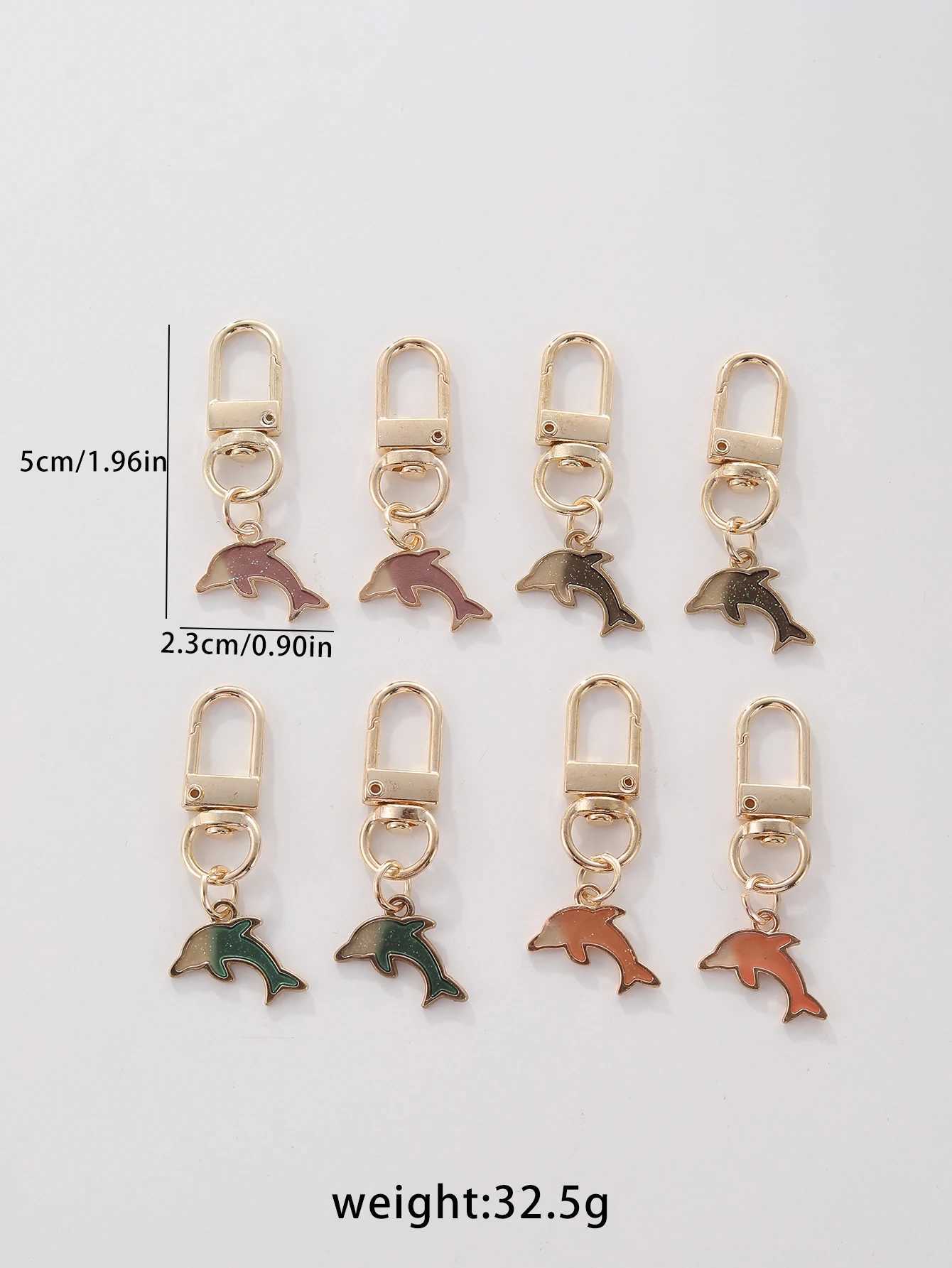 8pcs Cute Leisure Alloy Dolphins Keychain Metal Keyring Decoration Wallet Bag Backpack Pendant Charms Birthday Party Gifts W250604
