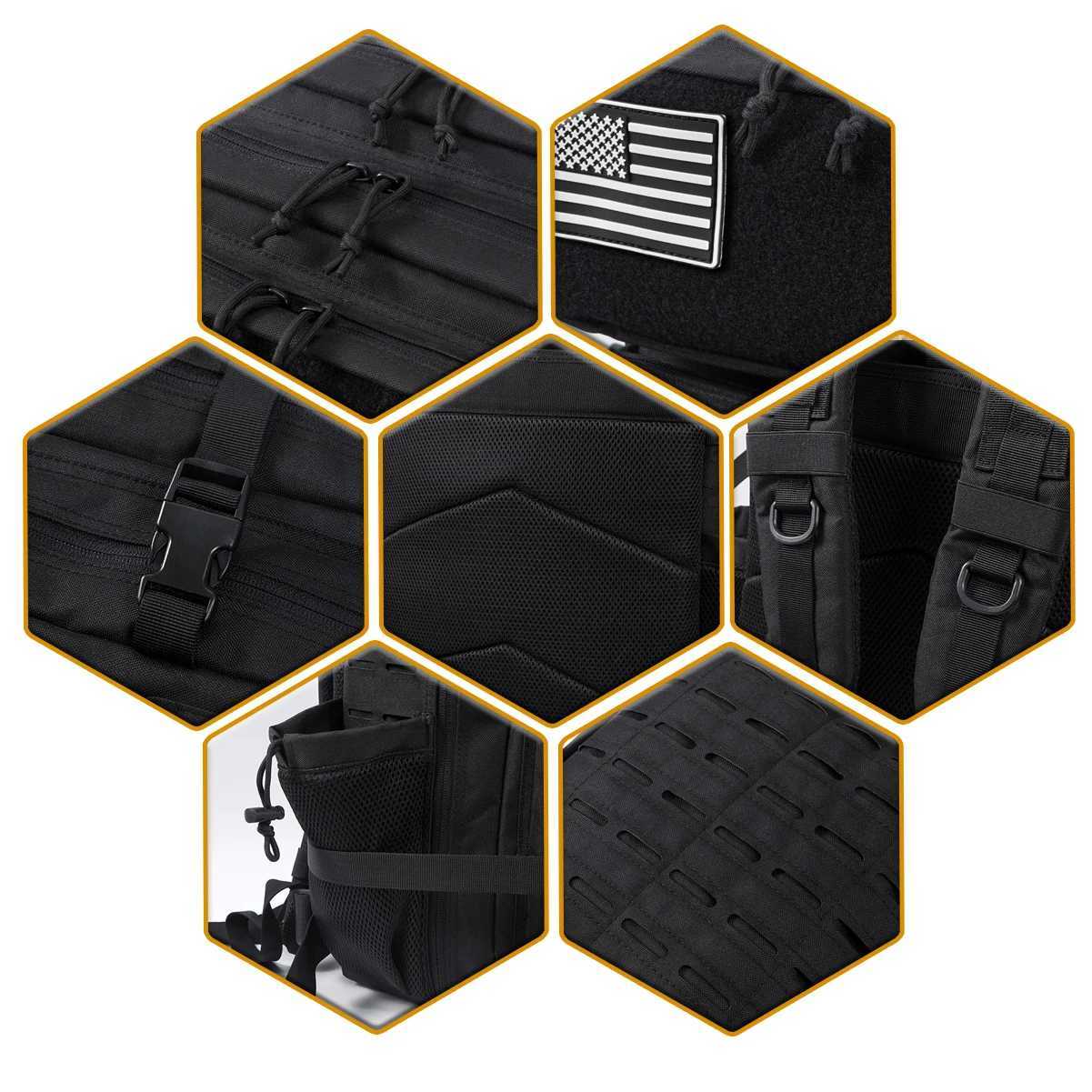 45L Mens and Womens Tactical Backpack Outdoor Camping Equipment Backpack Hiking Backpack Travel Backpack with Double Cup Holder W250603