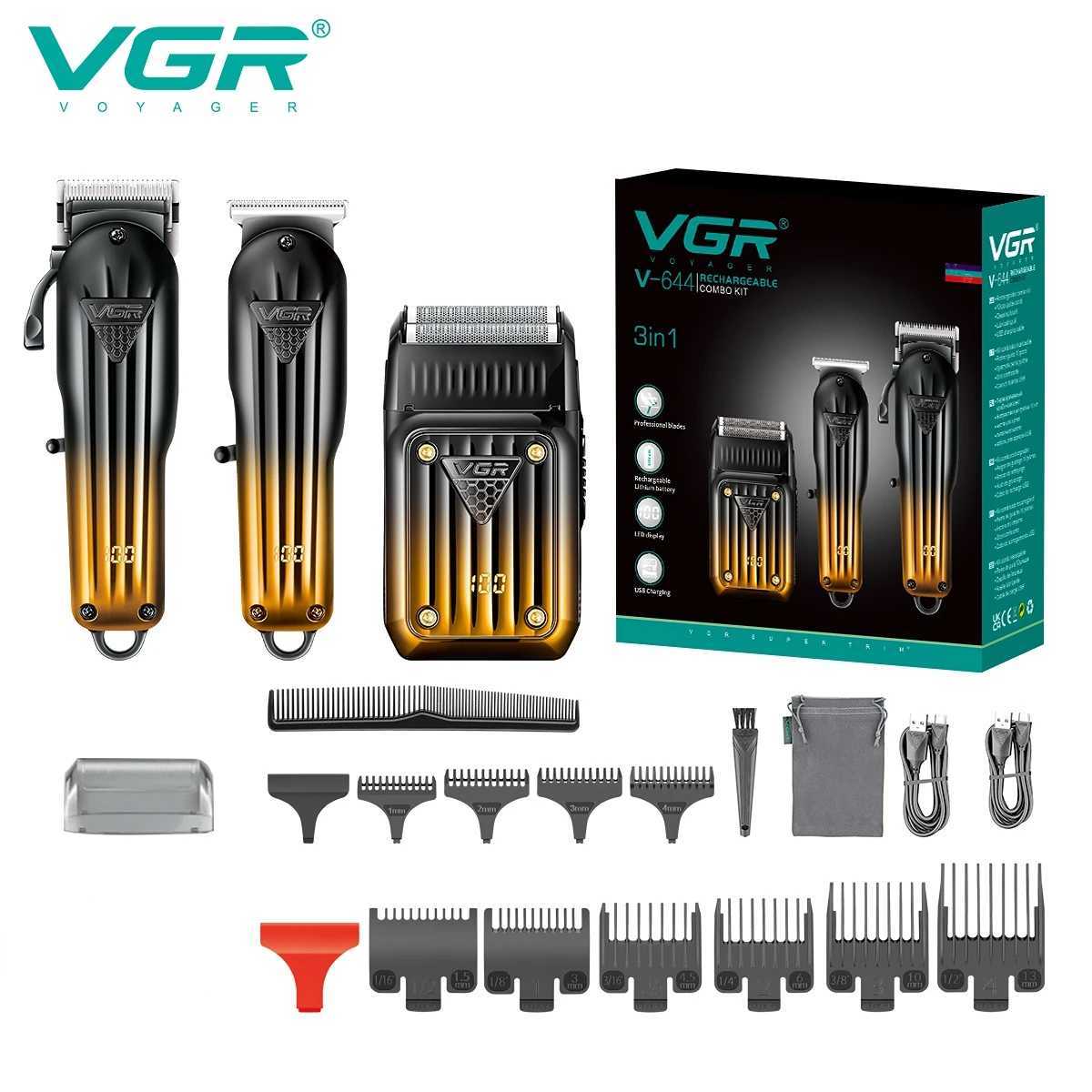 VGR Hair Trimmer Professional Hair Cut Machine Electric Razor Barber Clippers Cordless Beard Trimmer Hair Trimmer for Men V-644XJ250604