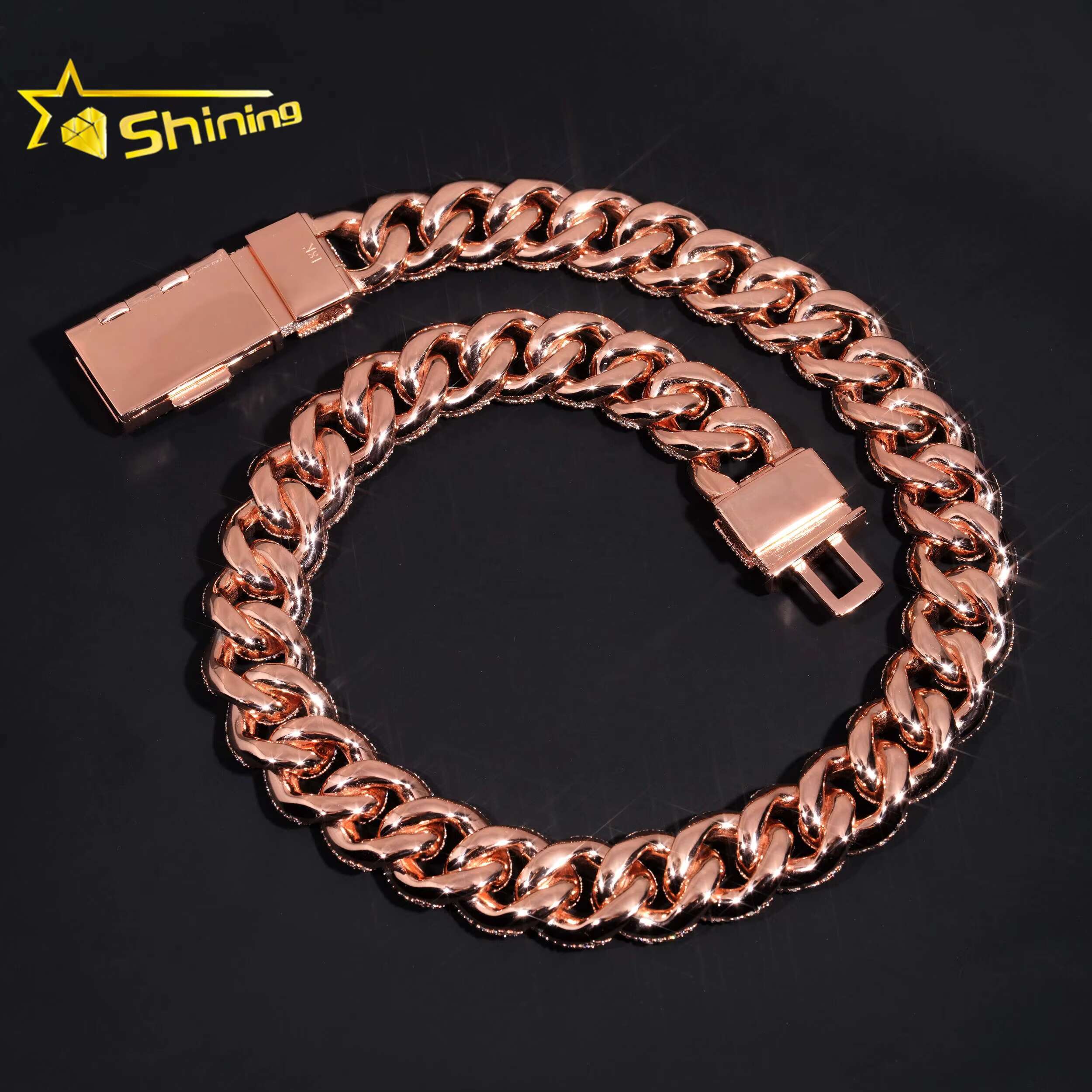 Rapper Hip Hop Jewelry 925 Sterling Silver Customized 18MM Iced Out Diamond VVS Moissanite Cuban Link Chain Necklace