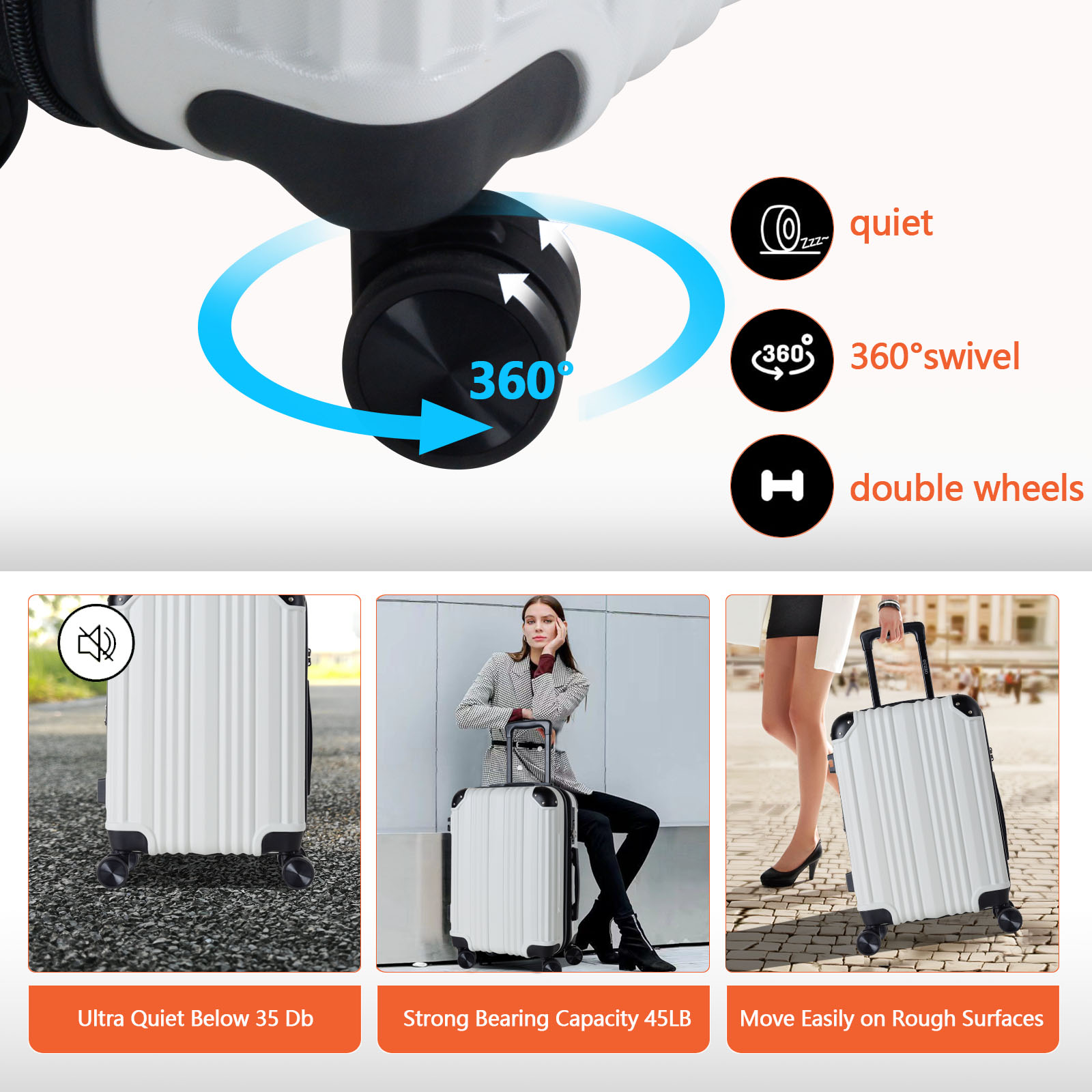 Expandable Carry On Suitcase 24inch with TSA Lock, ABS Luggage & Corner Protector for Personal Travel & Business Trips
