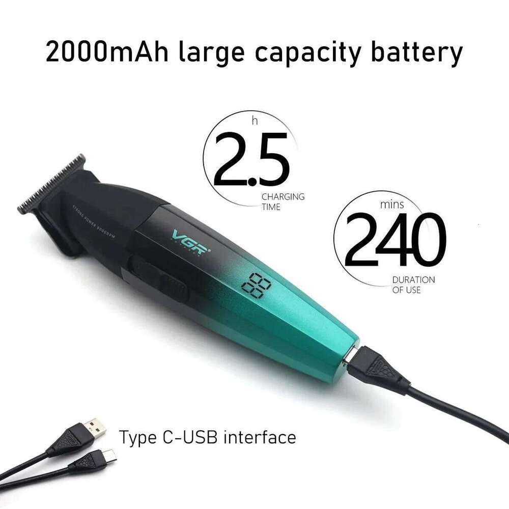 9000Rpm VGR Hair Clipper Kit For Men DLC Blade Full Metal Professional Barber Hines 003 906 308