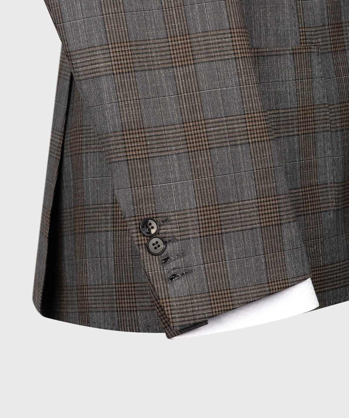 Trim Fit Check Wedding Tuxedos 2 Piece Set Jacket Vest Men Suit Classic One Button Customized Groom Wear Party Formal Suits