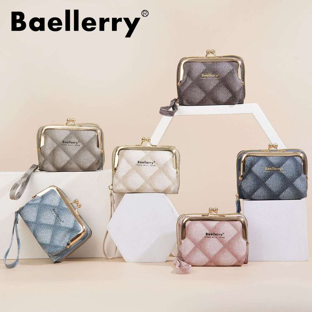 New Women's Coin Purse Baellerry Compact Quilted Zipper Accordion Card Holder Ins Multi-Functional Wallet