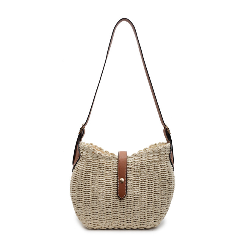 designer 2025 New Straw Woven Bag Fashion Simple Crossbody Bag Retro Handmade Woven Underarm Bag Casual Shoulder Bucket Bag