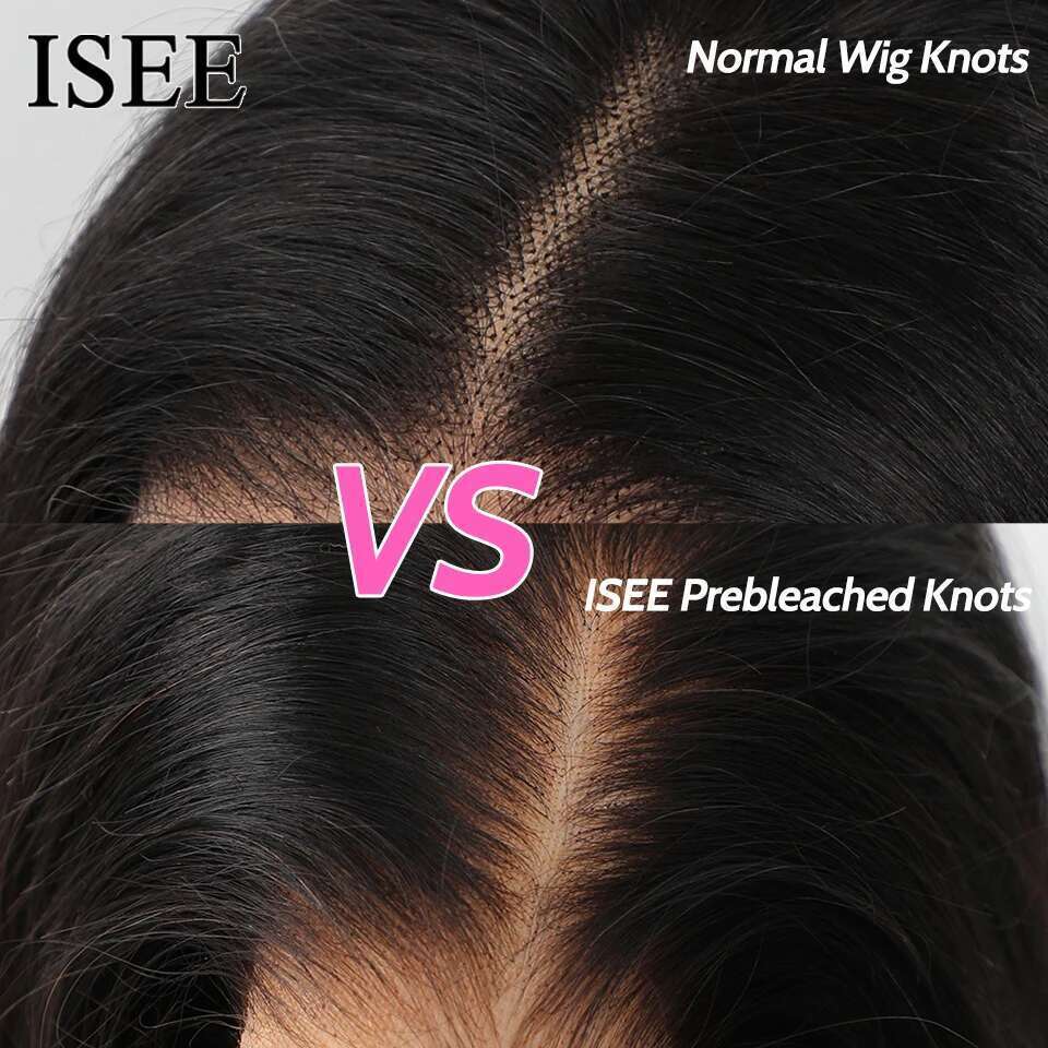 ISEE HAIR Malaysian Straight 13x4 HD Frontal Pre Bleached Knots For Women 4x4 Lace Wig Human Hair Wigs