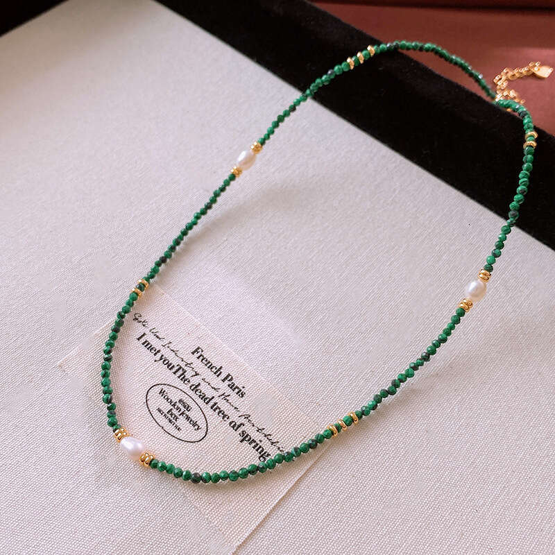 Luxury jewelry designer necklace ethnic handicrafts New Chinese Malachite Freshwater Pearl Exquisite Ethnic Style Beaded Collarbone Chain Unique Neckl