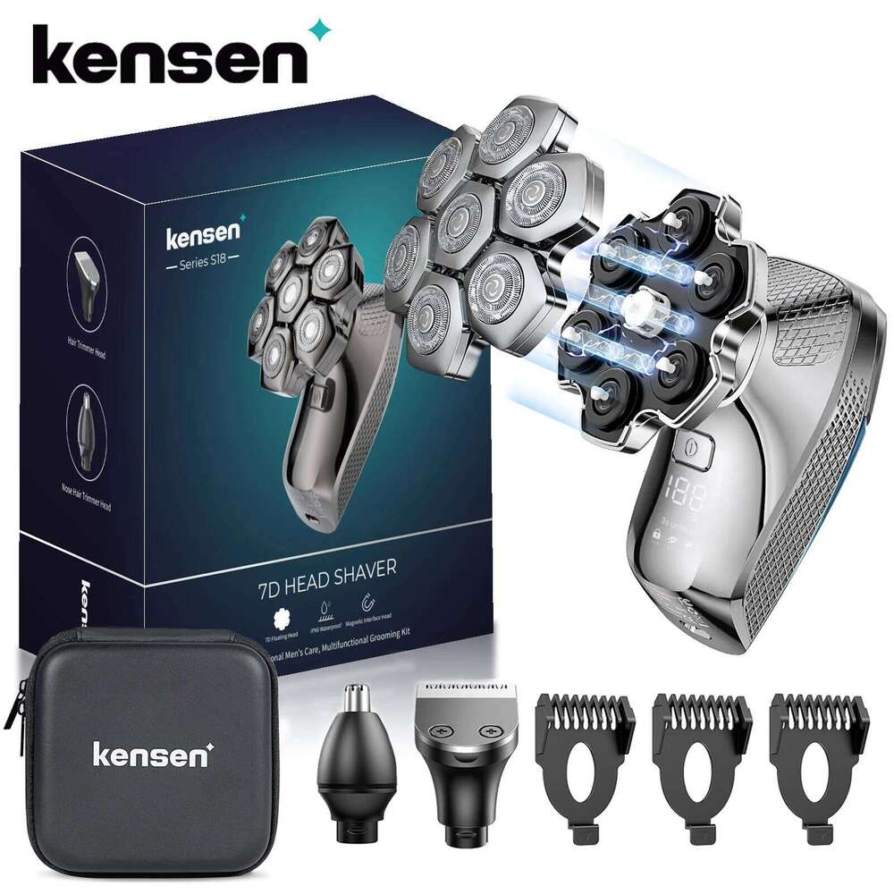 Kensen S18 Electric For Men Rechargeable 7D Floating Cutter Magnetic 5 In 1 Shaver Hair Trimmer Clipper Head Razors