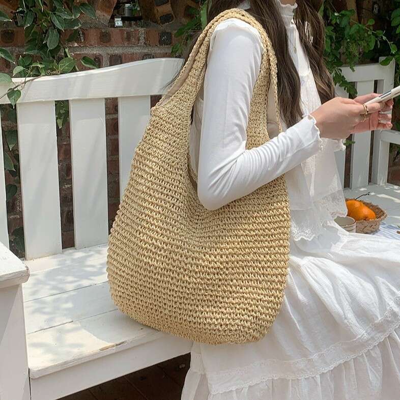 Vacation Straw Shoulder New Tote Large Capacity Casual Handbag Woven Bag Ethnic Style