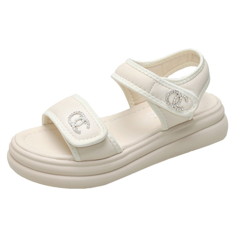 designer Sandals for Women 2025 Summer New Rhinestone outerwear fashionable flat anti-slip casual beach vacation sports beach shoes Free shipping