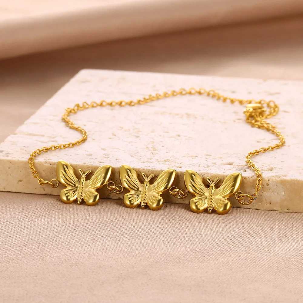 Butterfly Anklets for Women Imitation Pearl Stainless Steel Bracelet on the Leg Anklet Gold Color Beach Summer Jewelry Gifts W250604