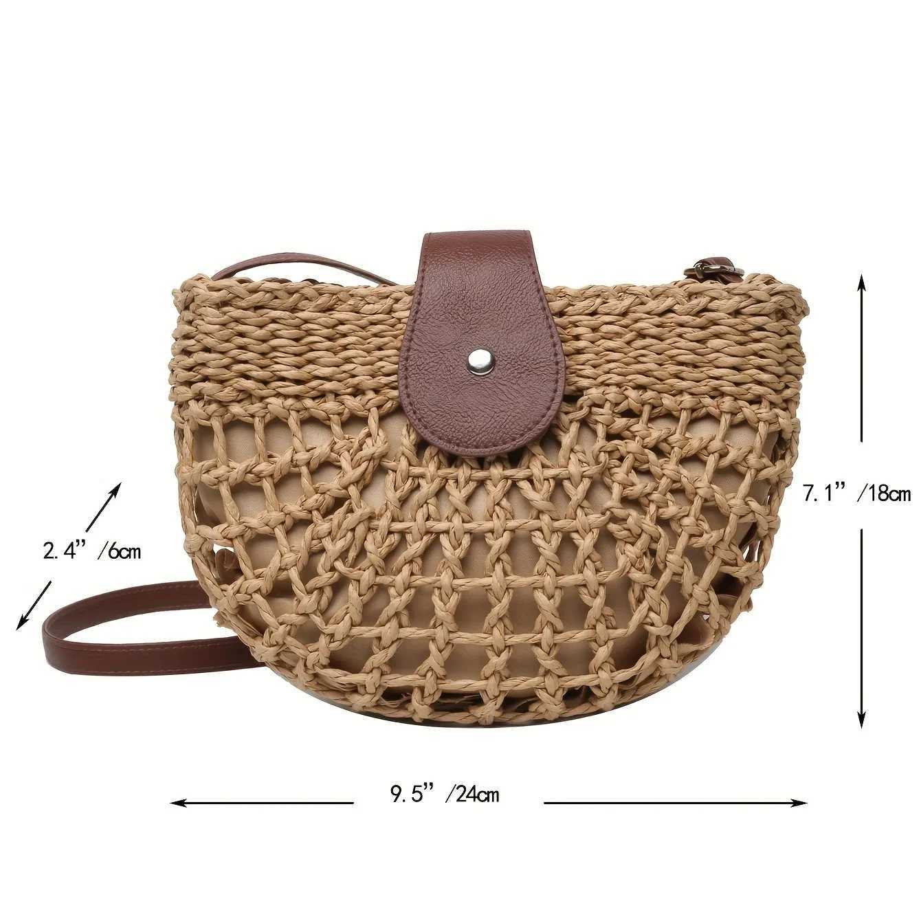 Womens Minimalist Crossbody Bag Trendy Straw Shoulder Bag All-Match Bag For Beach Suitable for Womens Outing Party Vacation XJ250604