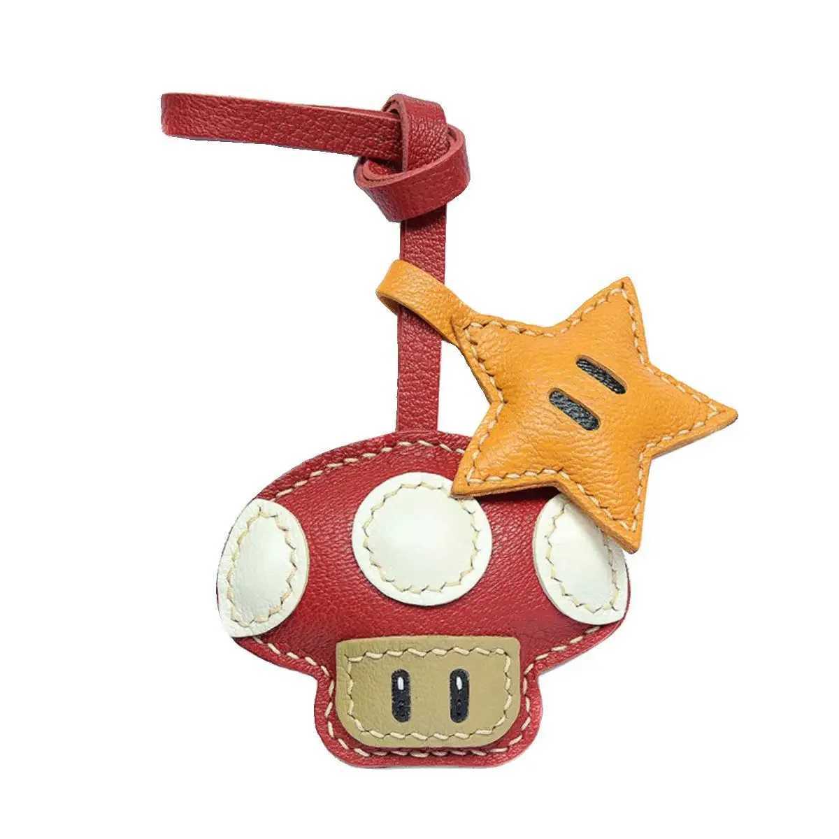 Sheepskin Handmade Real Leather Cute Mushroom Bag Charm Keychain Gift Cute Decoration for Bags Exquisite Charm Bag Accessories U250630