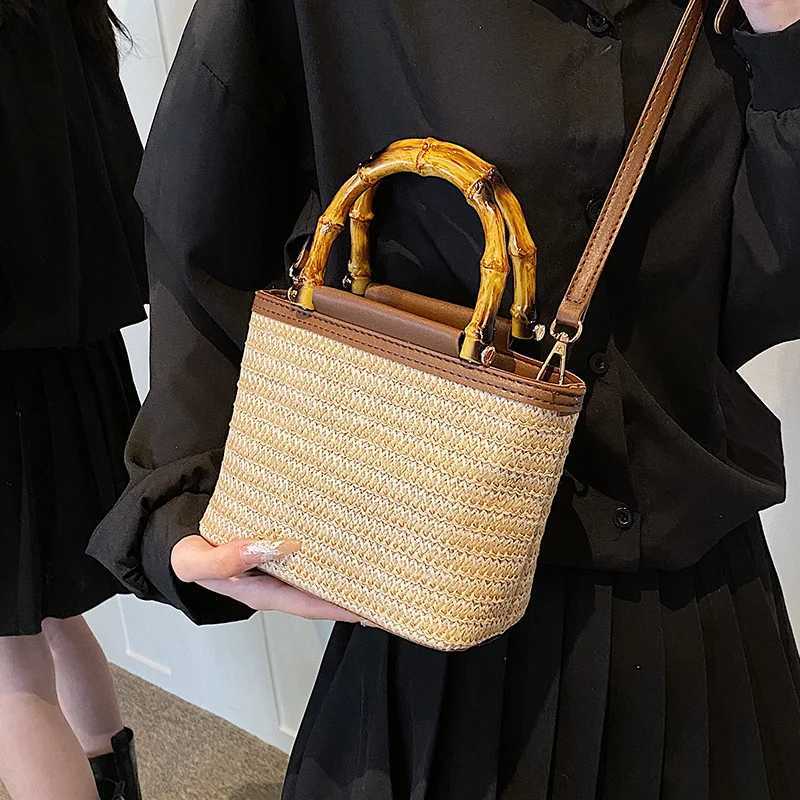 Summer New Niche Crossbody Bag Handwoven Small Bucket Handbag Womens Quality Straw Tote BagXJ250604