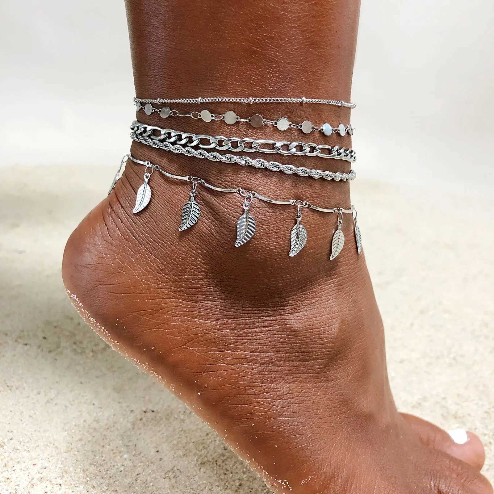 Beach Women Chain Anklet Stainless Steel Rope Twist Chain Link Ankle Summer Foot Bracelet Wholesale Jewelry W250604