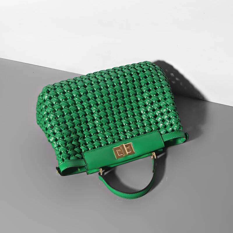 2025 New High Quality Hand Knitting Handbag For Women Hollow Out Female Shoulder Summer Beach Fashion Cross Body Bag