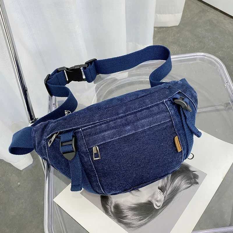 Casual Waist Bag Ladies Designer Denim Fanny Pack Fashion Travel Money Phone Chest Banana Bag Large Capacity Female Bum Belt Bag W250604
