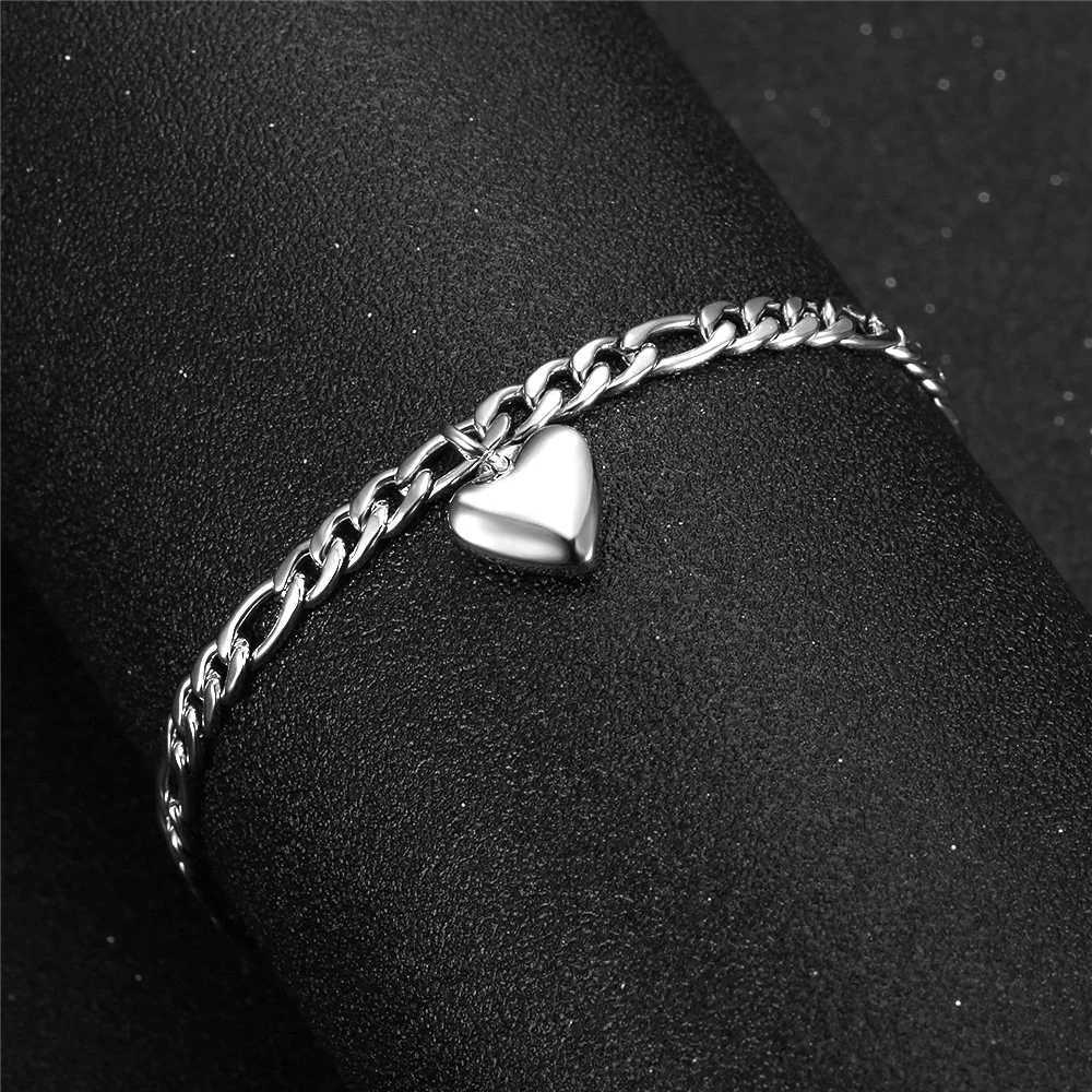 Punk Figaro Chain Anklet Female Gold Silver Color Stainless Steel Heart Charm Leg Foot Ankle Bracelet for Women Jewelry Gift W250604