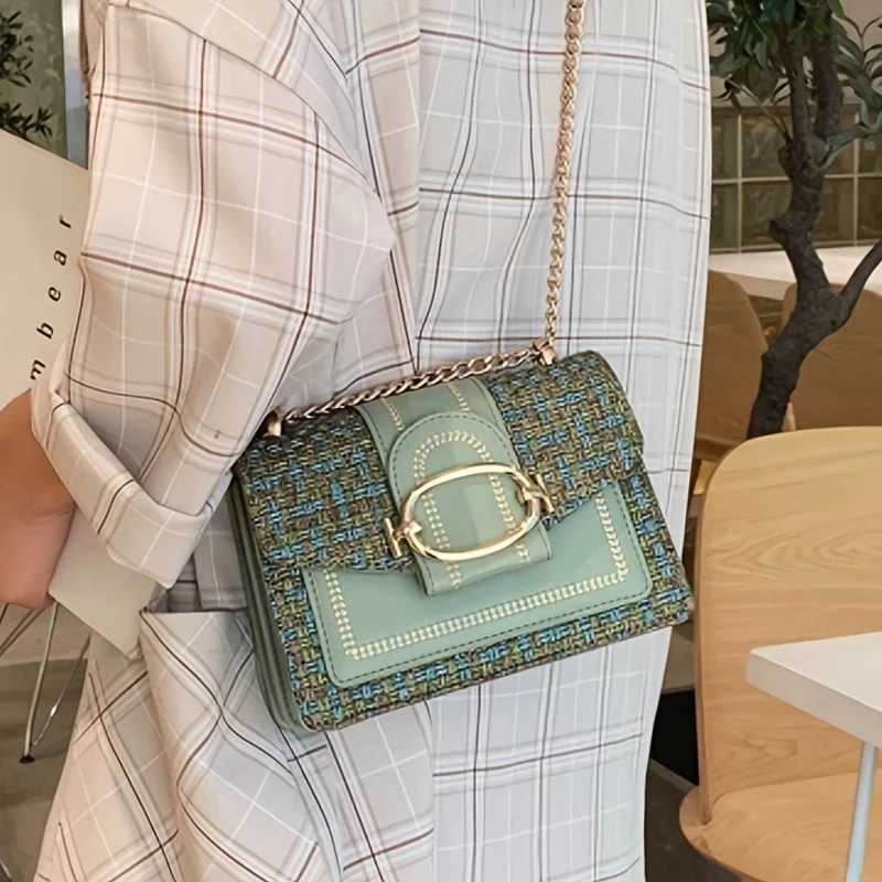 Trendy Flap Square Bag Womens Fashion Faux Leather Purse Stylish Chain Decor Crossbody Bag XJ2520616