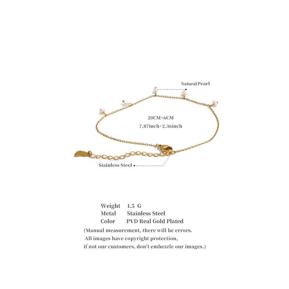 Yhpup Summer Arrival Natural Pearls Drop Chain Foot Accessories Anklet for Women Waterproof Sandy Beach Stainless Steel Jewelry W250604