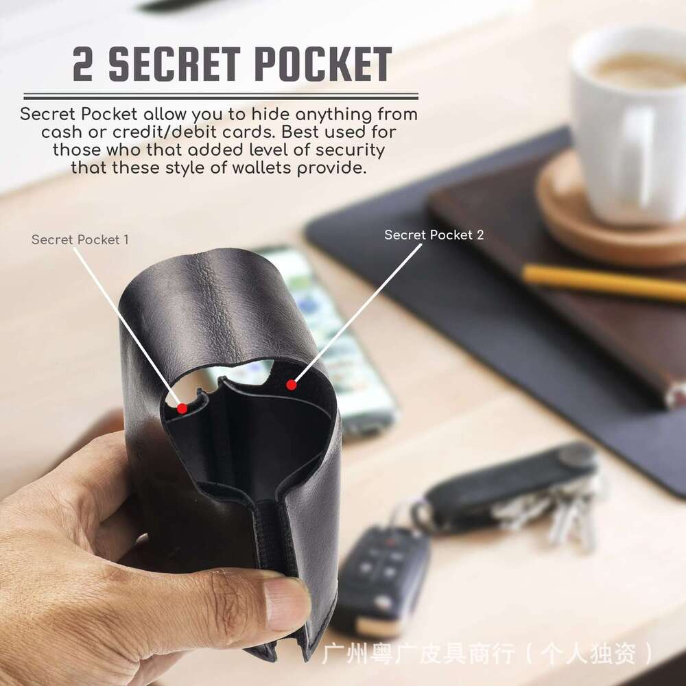 New Men's Genuine Leather Multi-Functional Portable Mini Sleeve Business Card Holder Compact Wallet