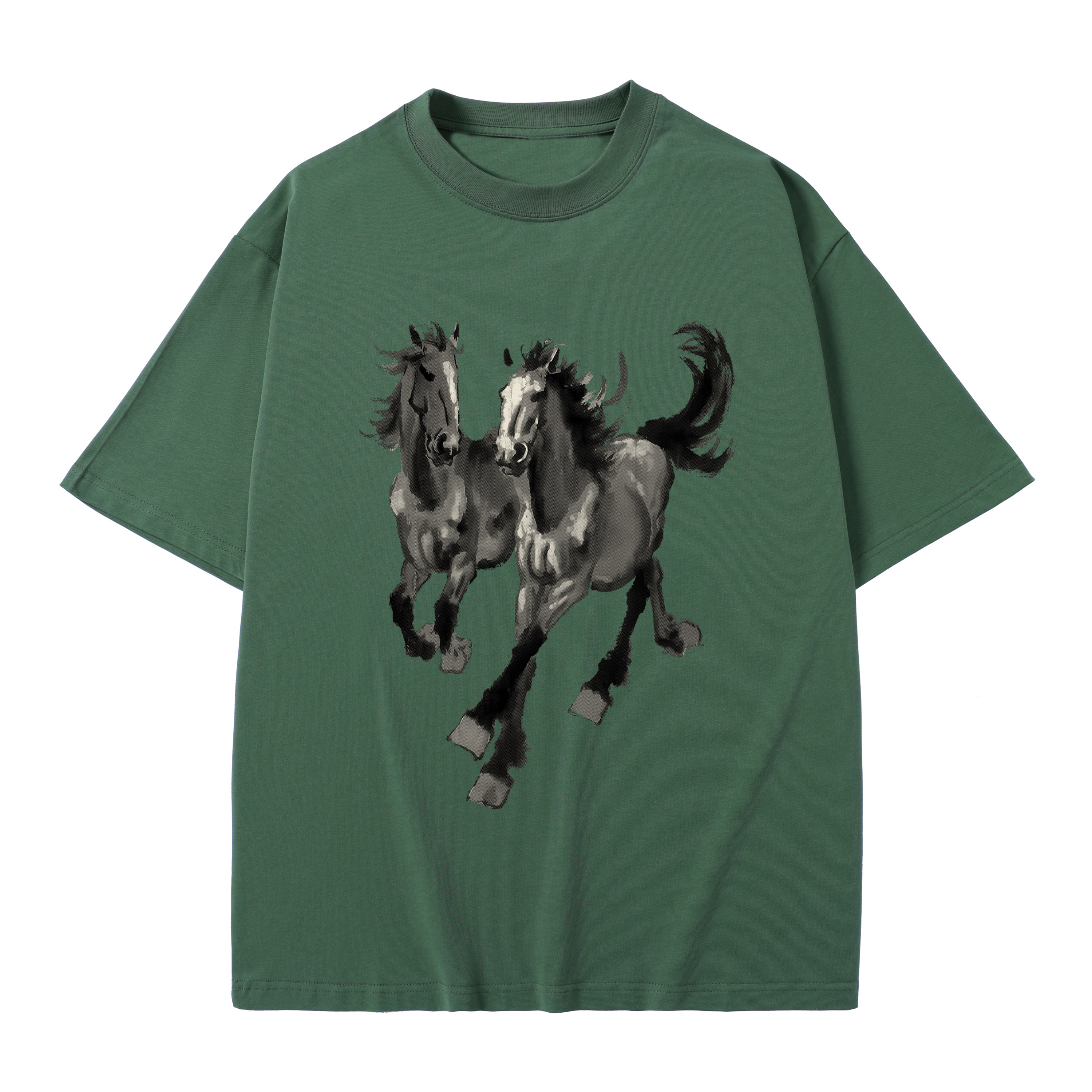 T-shirt men's top designer cotton T-shirt the silvery Steeds short sleeved clothing high-quality fashionable T-shirt BROADTRUE