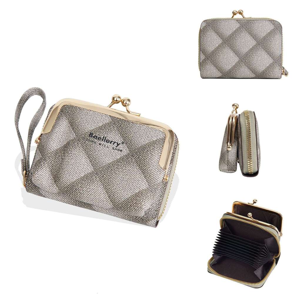 New Women's Coin Purse Baellerry Compact Quilted Zipper Accordion Card Holder Ins Multi-Functional Wallet