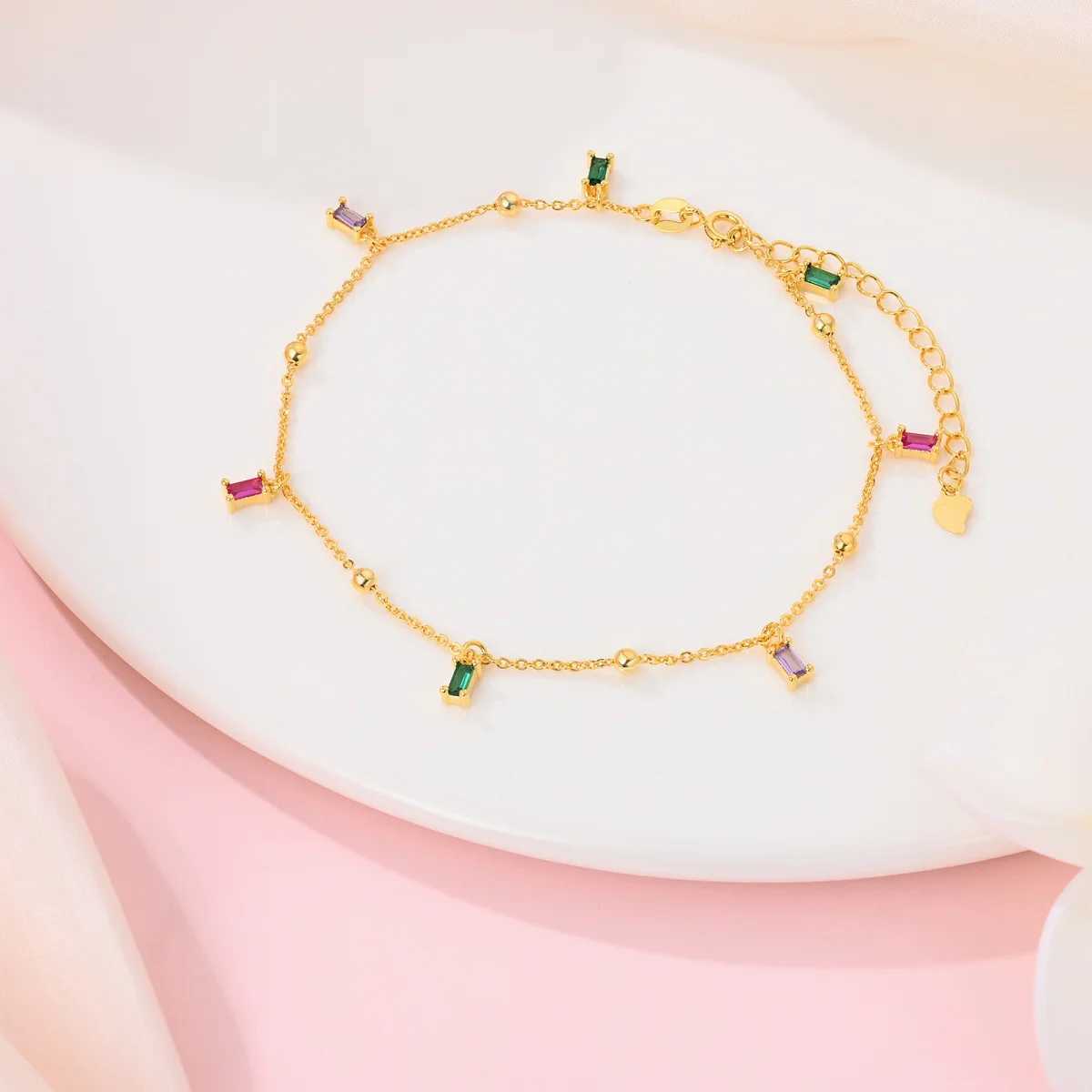 925 Sterling Silver Anklets for Women Summer Beach Accessories Zircon Chain Anklet Gold Color Leg Bracelets Bodychain Gifts W250604