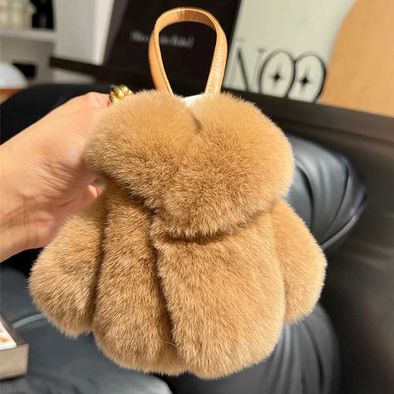 13CM Rabbit Fur Keychain Plush Small Clothes Keyring Bag Charms Car Keychain Fur Decoration Bags Hangings Accessories Gifts W250604