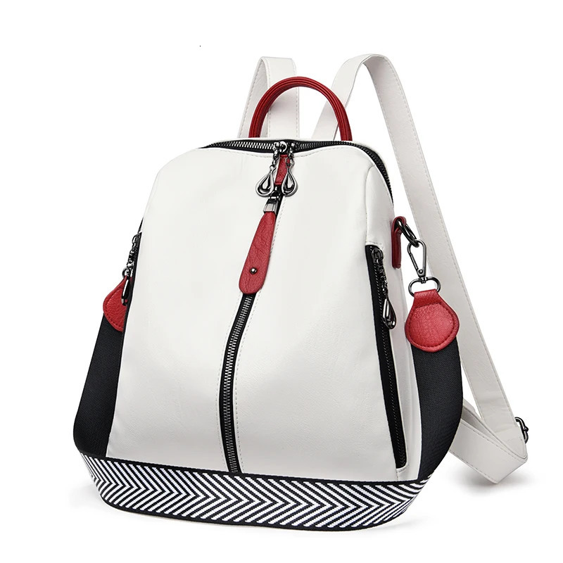 Fashion Backpack Women Soft Leather Backpack Female White High Quality Travel Back Pack School Backpacks for Sac A Dos 250530