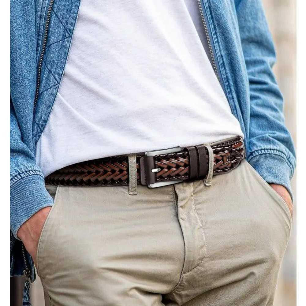 Belts Leather Woven Braided Belts for Gift Men Casual Jeans Golf W250604