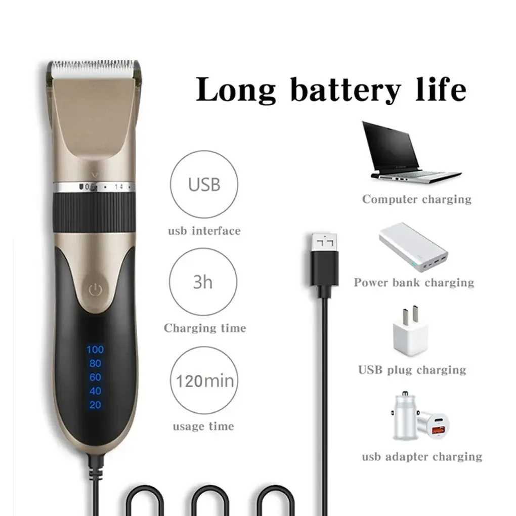 Professional electric barber clippers men barber beard trimmer rechargeable hair clippers ceramic blades hair trimmerXJ250604