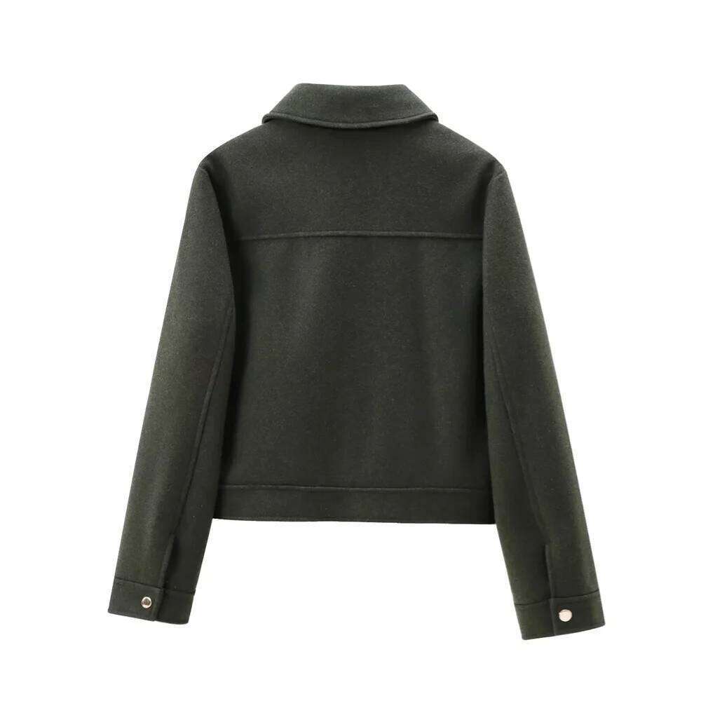 PB&ZA Autumn/Winter New Products Fashion and Leisure Women's Clothing Flip Collar Zipper Pocket Decoration Jacket Coat