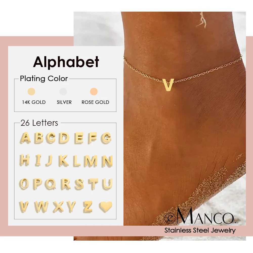 eManco Initials DIY Anklet Stainless Steel Jewelry Name Customized Anklet English Alphabet Birthday Gift for Men and Women W250604