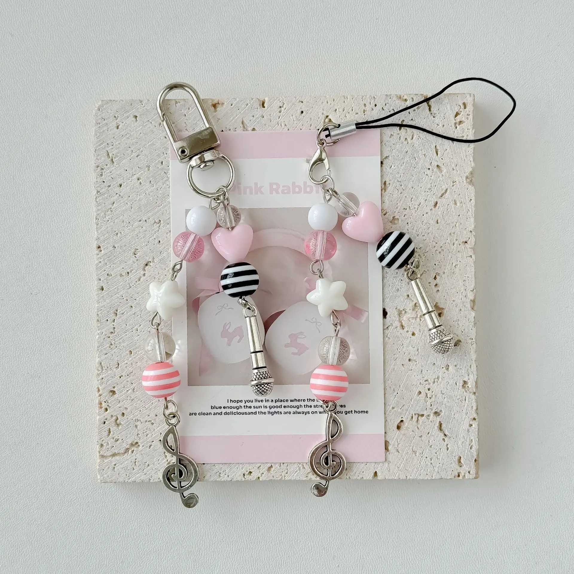 Cute Pink Musical Guitar Y2K Phone Charms Keychain Pendant Bag Phone Chain Cute Accessory Jewelry Gift for Girls Women W250604