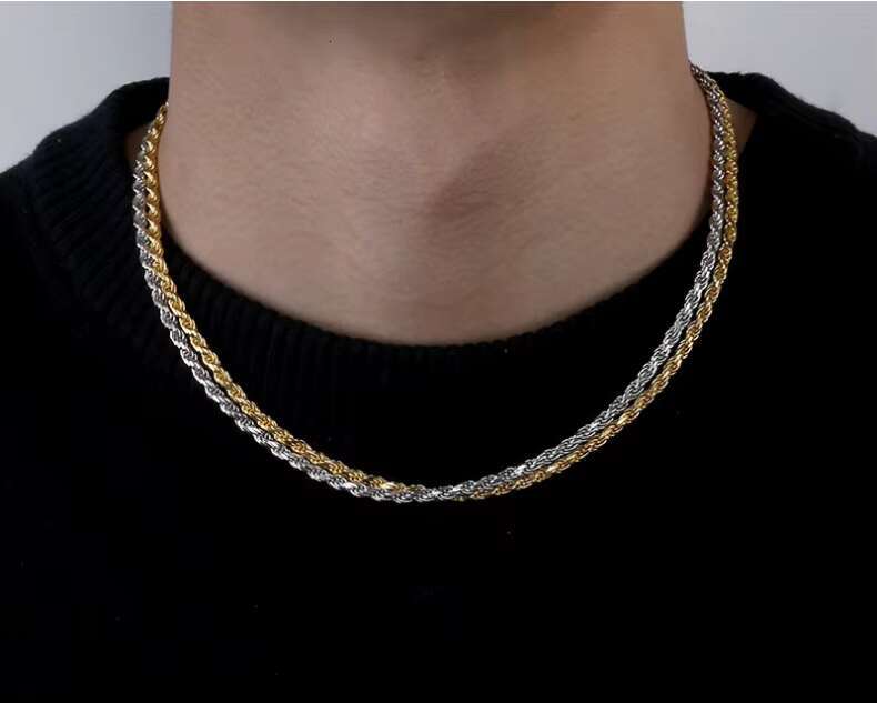 RINNTIN SC Gold Plated Jewelry Cuban Link Chain 14K 18K Gold Chain Necklace Cadena Kolye 925 Sterling Silver Chain for Women Men
