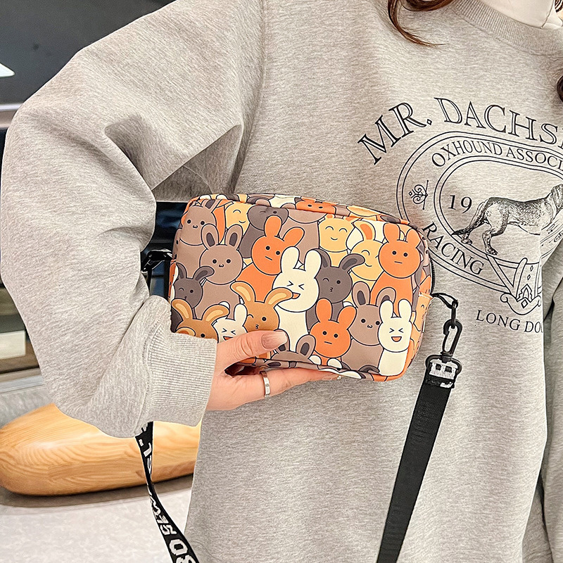 Brand Quality New 2025 New Small Square Bag Cartoon Cute Rabbit Crossbody Bag Letter Strap Lightweight Storage Bag Fashion Small Bag New Free Delivery