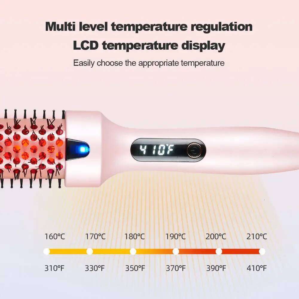 Negative Ion 1.5 Inch Thermal Heat Heated Round Brush Straightener Hair Dryer Hot Comb Infrared Curling Iron