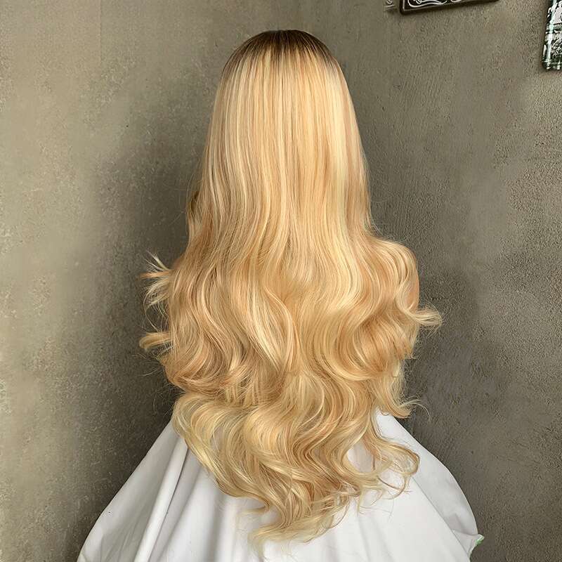 Fashion Front Lace Long Curly Gradient Synthetic Fiber High-Temperature Silk 13*4 Hand-Woven Wig Women's Hairpiece