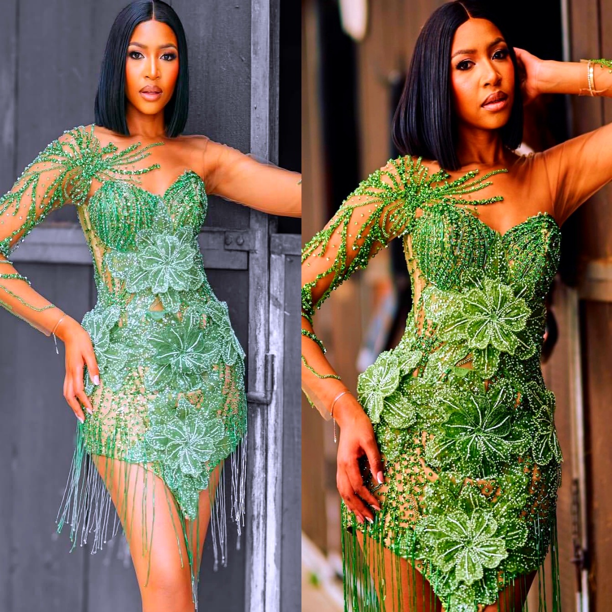 Dark Green Sheath Cocktail Dress Tassels Floral Lace Sequined Illusion Short Mini Graduation Homecoming Dresses For Special Occasions Sweetheart Gowns