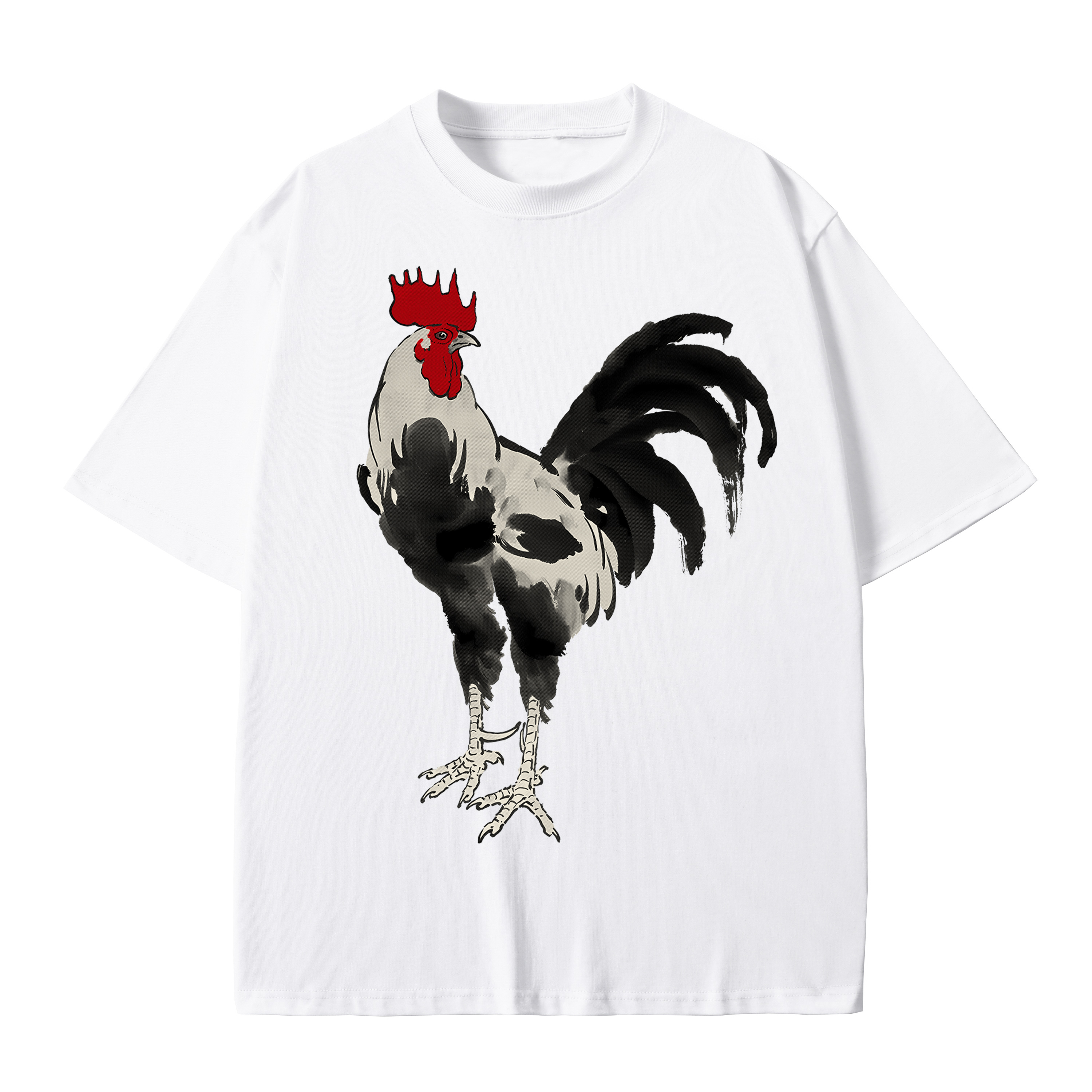 T-shirt men's top designer cotton T-shirt the silvery rooster short sleeved clothing high-quality fashionable T-shirt BROADTRUE