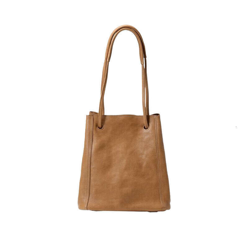Women's Bags Designer Qiuzhen Bucket For Women, Crossbody Commuter Large Capacity Tote Bag, Genuine Leather Niche Tanned Cowhide Bag